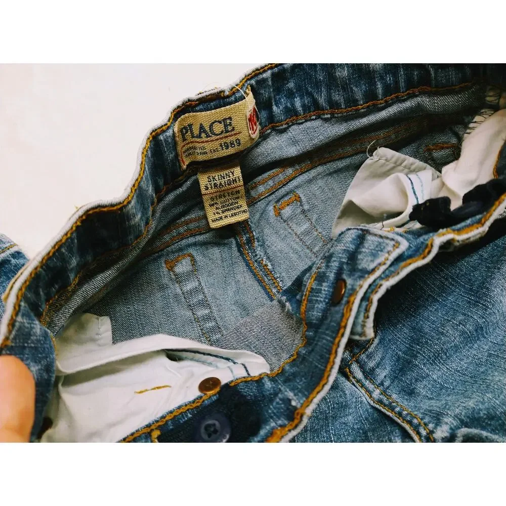 Children's Place‎ Skinny Straight Blue Jeans Girls Size 10 Adjustable Waist
